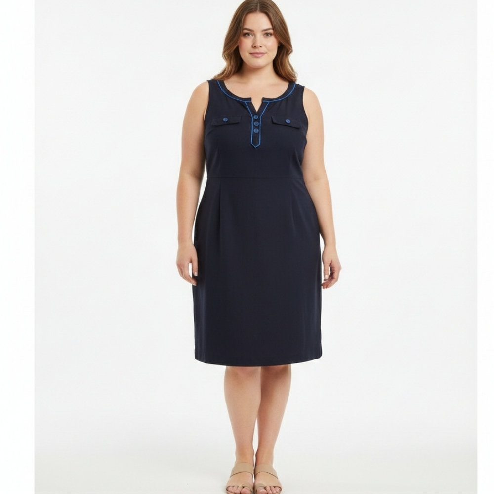Modcloth Dress Size 1X Blue Sheath Sleeveless Stretch‎